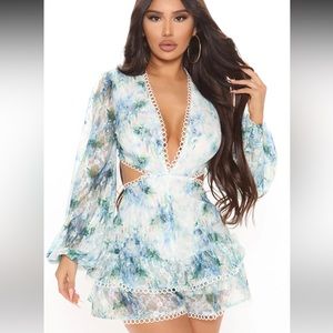 French Riviera Printed Lace Romper - Green/combo